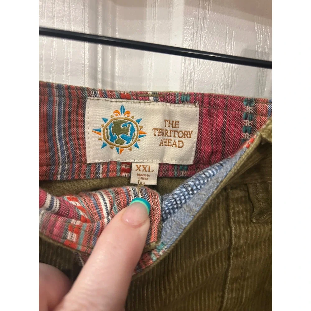 The Territory Ahead Shorts‎ Olive Green Corduroy Elastic Waist XXL Mens Casual